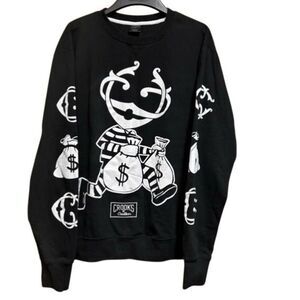 Crooks & Castles Size Large Black & White Graphic Crew Neck Sweatshirt